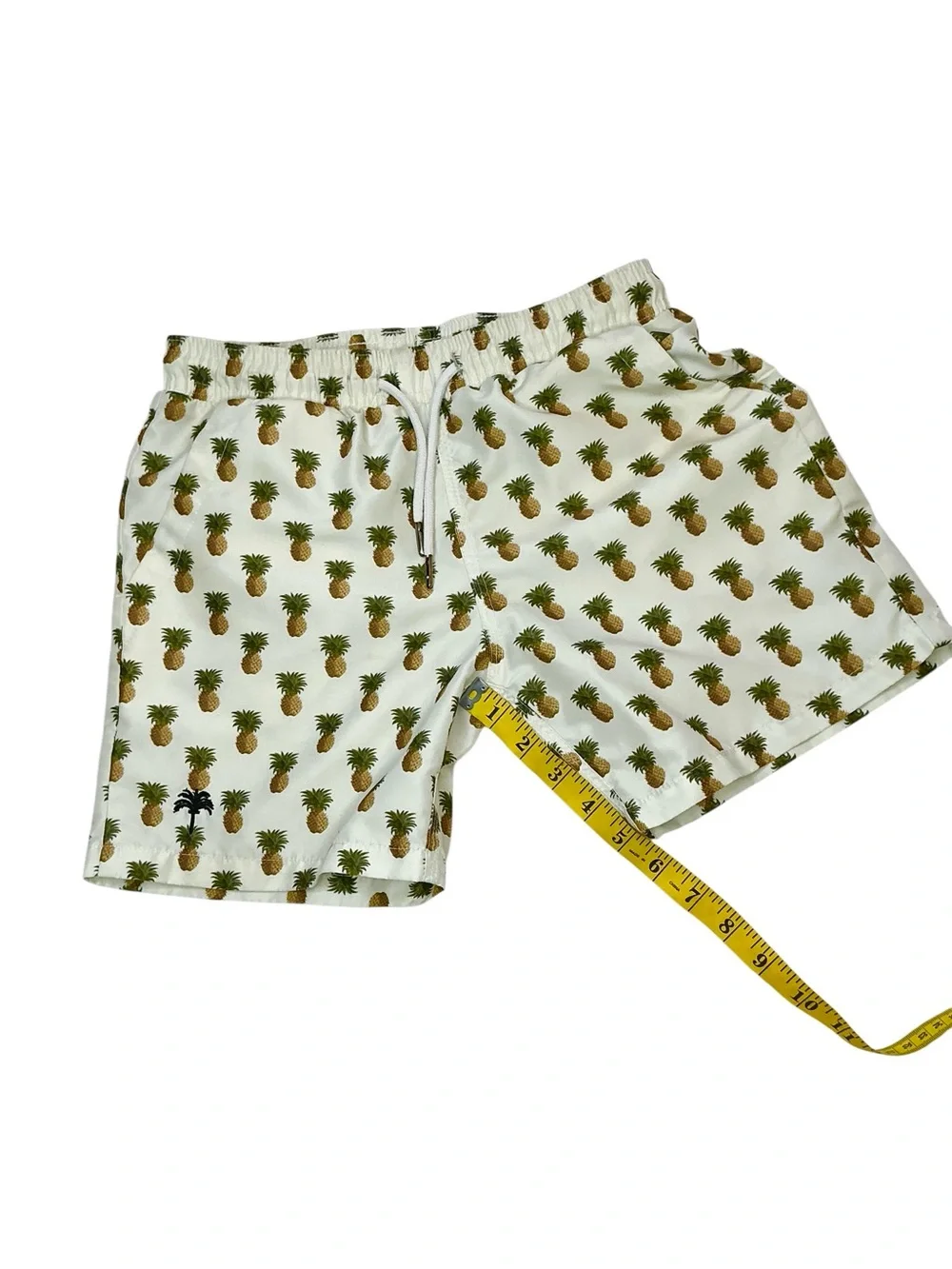 OAS Kids Pineapple Print Swim Trunks Cream with Brown & Beige Pineapples Size 10